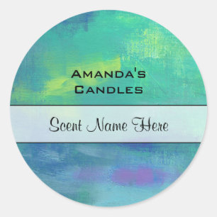 Abstract Green and Blue Candle Scent Classic Round Sticker