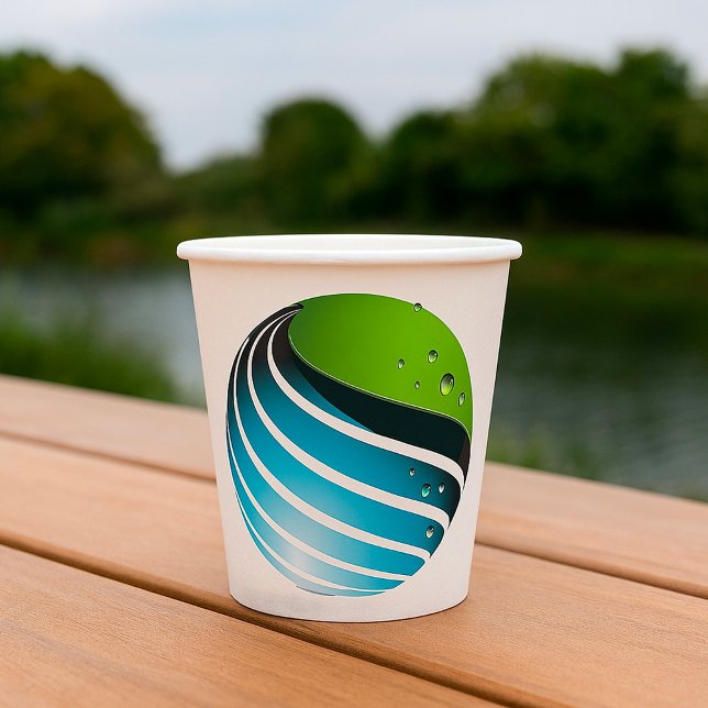 Abstract Green and Blue Globe Modern Earth  Paper Cups (Creator Uploaded)