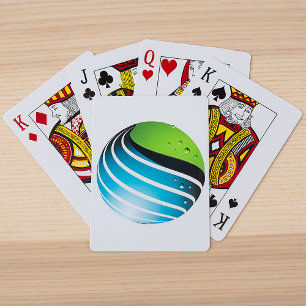 Abstract Green and Blue Globe Modern Earth  Playing Cards