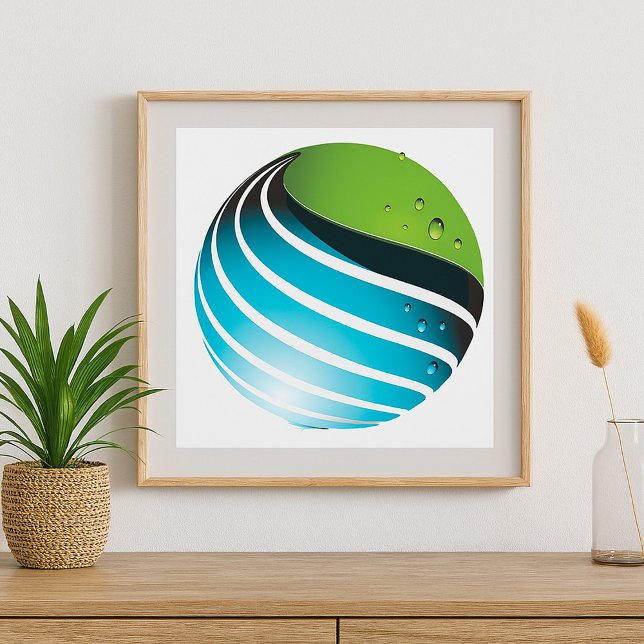 Abstract Green and Blue Globe Modern Earth  Poster (Creator Uploaded)
