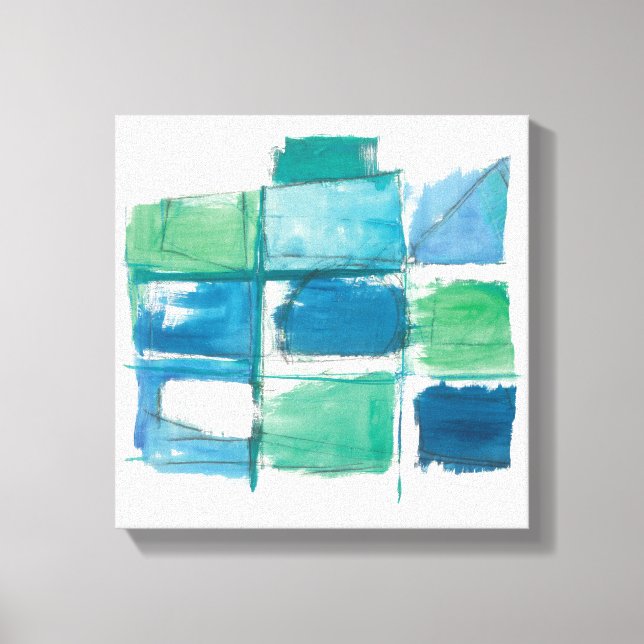 Abstract Green And Blue On White Canvas Print (Front)