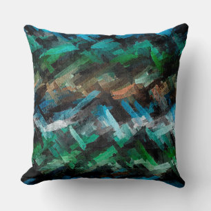 Abstract Green and Blue Watercolor Throw Pillow