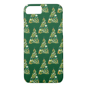 Abstract green and gold Christmas tree pattern Case-Mate iPhone Case