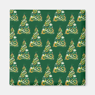 Abstract green and gold Christmas tree pattern Magnet