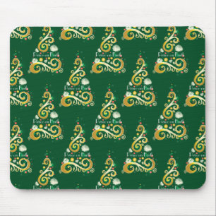Abstract green and gold Christmas tree pattern Mouse Pad