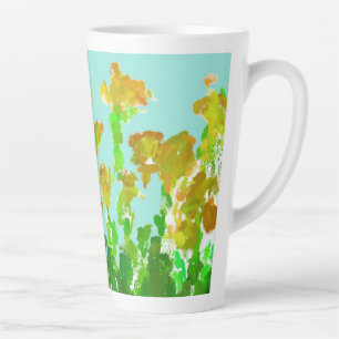 Abstract Green and Gold Floral Tall Latte Mug
