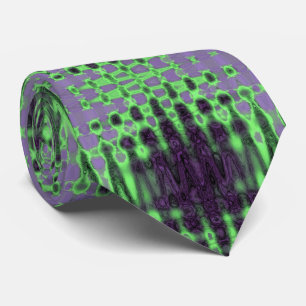 Abstract Green and Purple Wavy Atomic Clouds Tie