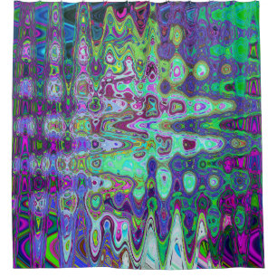Abstract Green and Purple Wavy Mosaic Retro