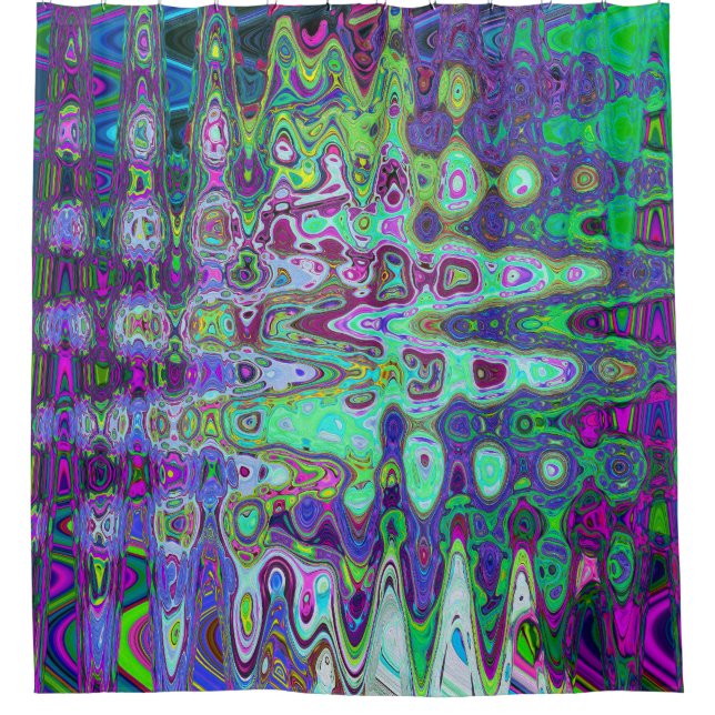 Abstract Green and Purple Wavy Mosaic Retro (Front)