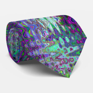 Abstract Green and Purple Wavy Mosaic Retro Tie
