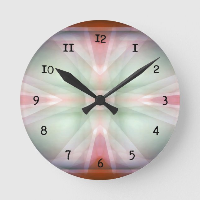 Abstract green and red pattern round clock (Front)