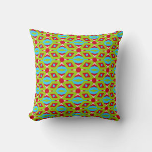 Abstract Green and Red Pattern with Red Circles Throw Pillow
