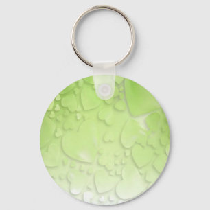 Abstract green and white hearts keychain