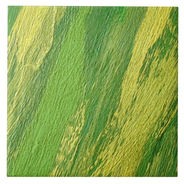 Abstract green and yellow diagonal stripes tile (Front)