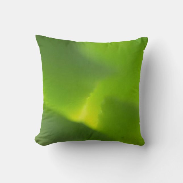 Abstract Green and Yellow Leaf Throw Pillow (Front)