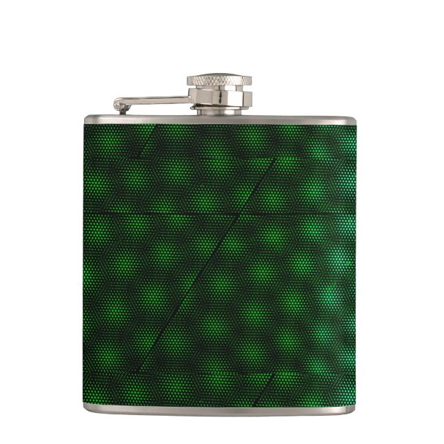 Abstract Green Background Hip Flask (Front)