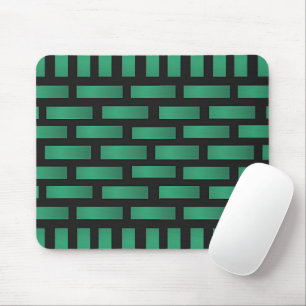 Abstract Green Black Brick Pattern with Rectangles Mouse Pad