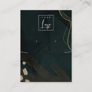Abstract Green Black Gold Earring Necklace Logo Business Card