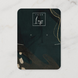 Abstract Green Black Gold Earring Necklace Logo Business Card