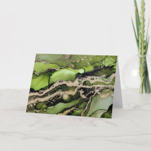 Abstract Green Black Metallic Note Card