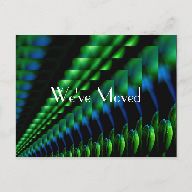 Abstract Green Blue Black Design New Address Announcement Postcard (Front)