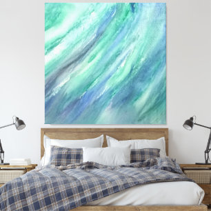 Abstract Green Blue Ocean Art Contemporary Modern Canvas Print
