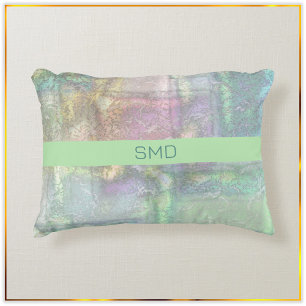 Abstract Green Blue Pink Textured Pattern Accent Pillow