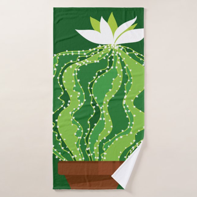 Abstract green cactus seamless pattern bath towel (Bath Towel)