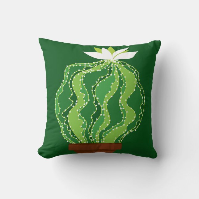 Abstract green cactus seamless pattern throw pillow (Front)