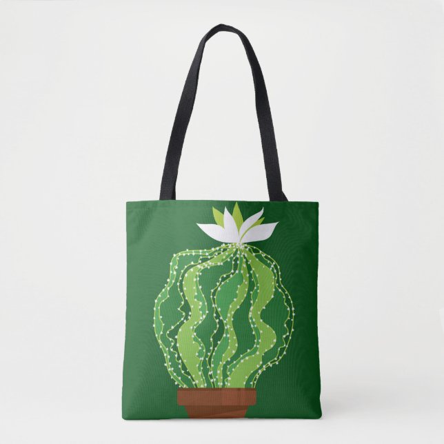 Abstract green cactus seamless pattern tote bag (Front)