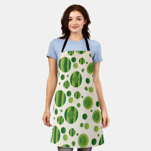 : Abstract Green Circles Pattern with Lines Apron