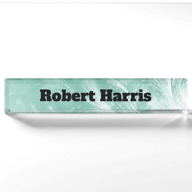 Abstract Green  Dandelions and fireflies  Nameplate (Front)