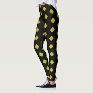 Abstract Green Diamond Pattern Leggings
