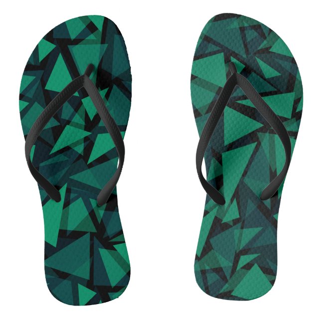 Abstract green emerald polygonal pattern throw pil flip flops (Footbed)