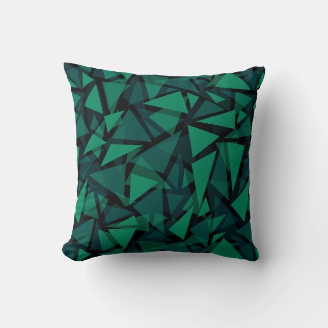 Abstract green emerald polygonal pattern throw pillow (Front)