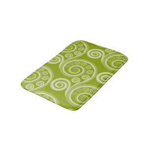 Abstract Green Fern Frond Swirl Bath Mat