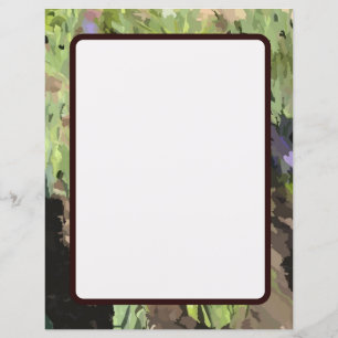 Abstract Green Floral Custom Paper Sheet