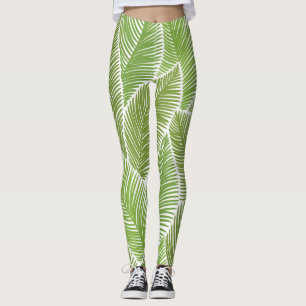 Abstract green floral, seamless background. leggings