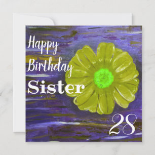 Abstract Green Flower Custom Sister Birthday Card