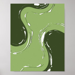 Abstract Green Fluid Wave Design Poster