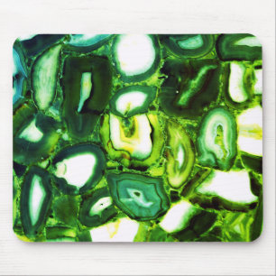 Abstract green geode, green gemstone mouse pad