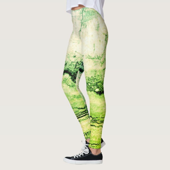 Abstract green granite leggings (Left)