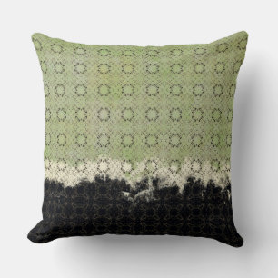 Abstract Green, Grey, Bronze Vintage Pattern Throw Pillow