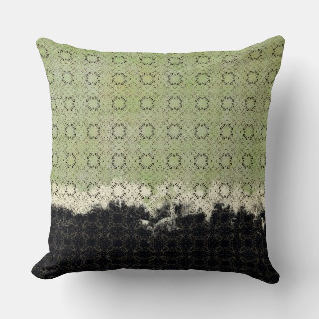 Abstract Green, Grey, Bronze Vintage Pattern Throw Pillow (Front)
