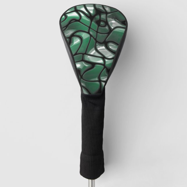 Abstract Green Jems Golf Head Cover (Front)