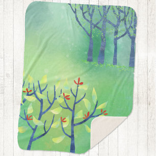 Abstract Green Landscape Art Sherpa Blanket