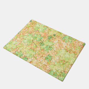 Abstract green leaf of acer on scratched ground doormat