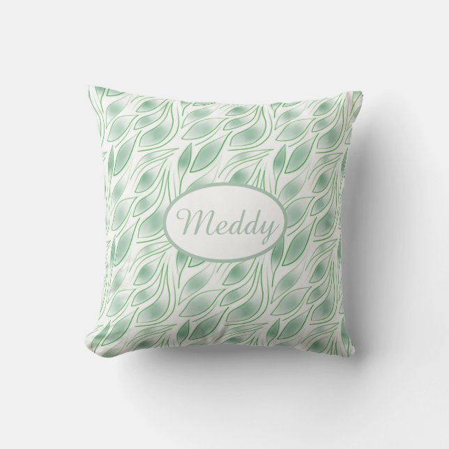 Abstract Green Leaf Pattern Botanical  Throw Pillow (Front)