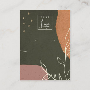Abstract Green Leafy Necklace Earring Logo Display Business Card