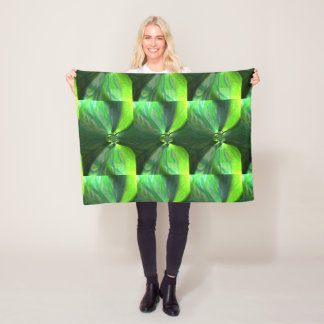 Abstract Green Leaves Foliage Fox Pattern Fleece Blanket